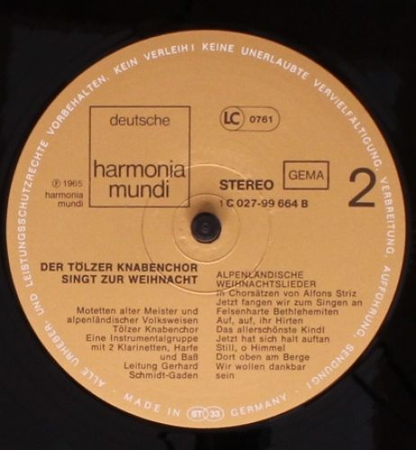 Deutsche Harmonia Mundi 1C 027-99 664 - Tölzer Knabenchor - Der - Image 4