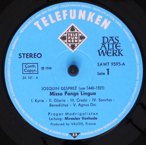 Telefunken SAWT 9595-A - Josquin Des Prés, Prague Madrigal Singe - Image 5