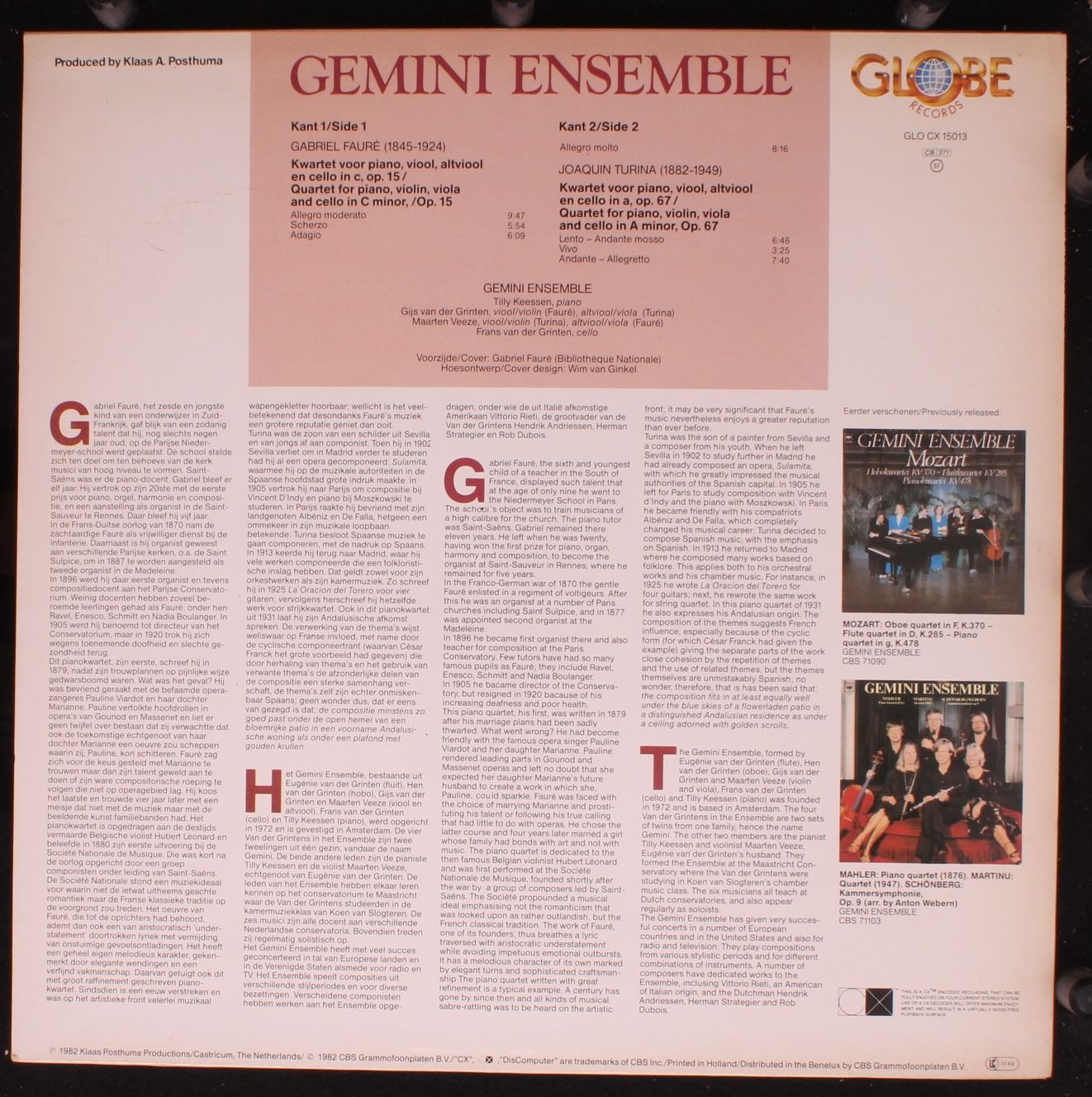 Globe GLO CX 15013 - Gemini Ensemble (2), Gabriel Fauré, Joaquín - Image 2
