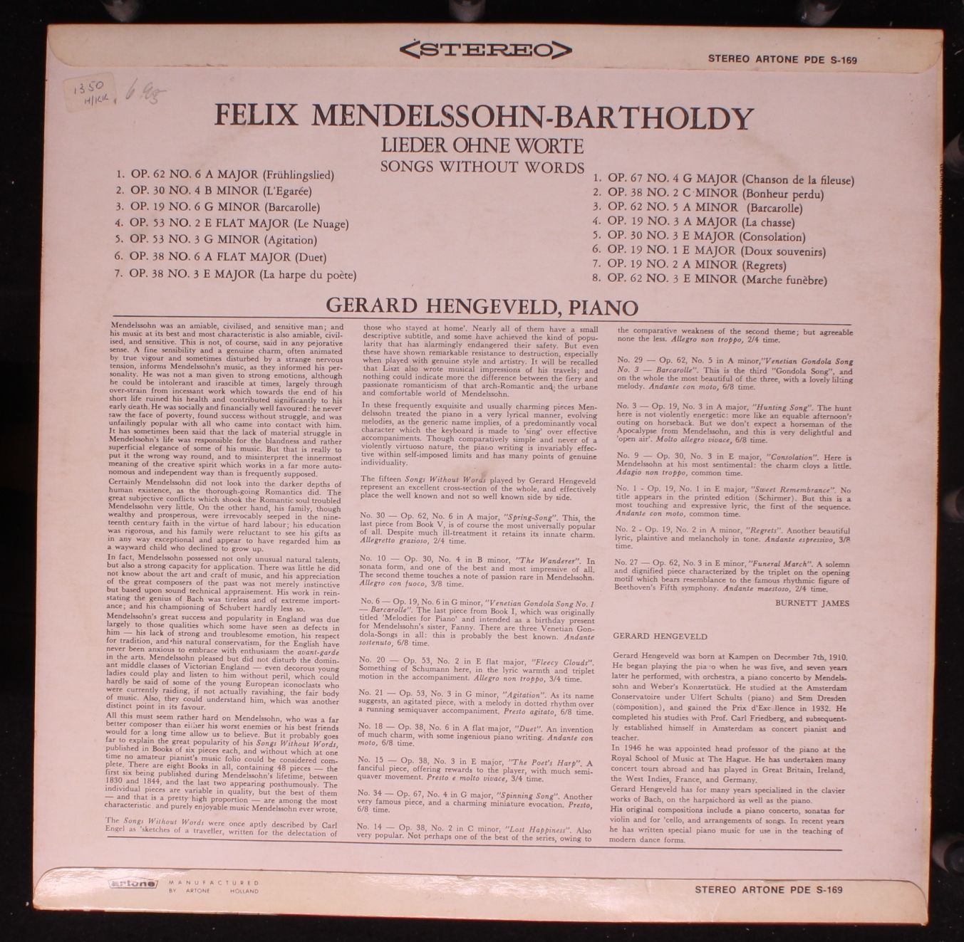 Artone PDE 169 - Felix Mendelssohn-Bartholdy, Gerard Hengeveld - - Image 2