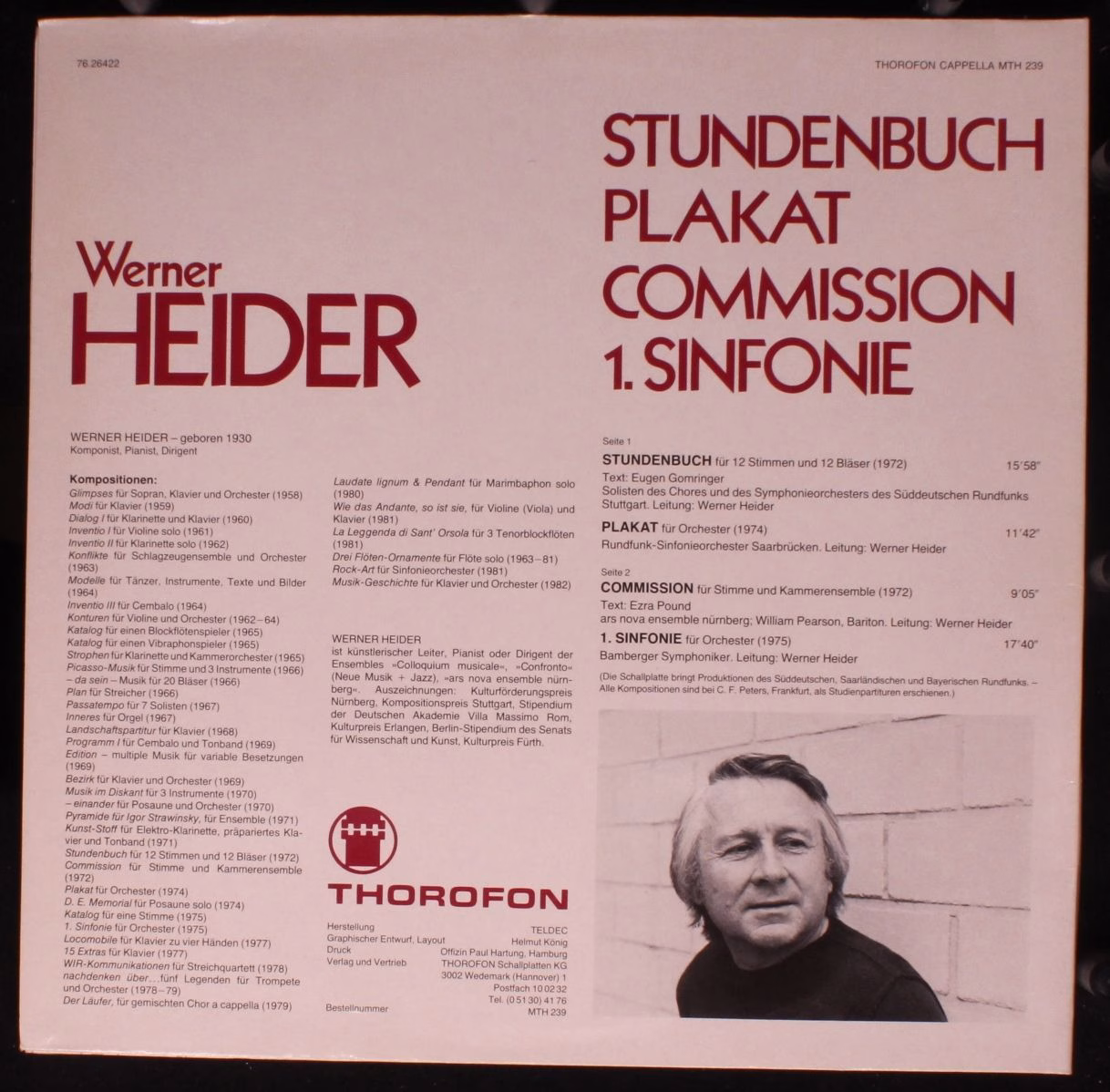 Thorofon MTH 239 - Werner Heider - Stundenbuch / Plakat / Commis - Image 3