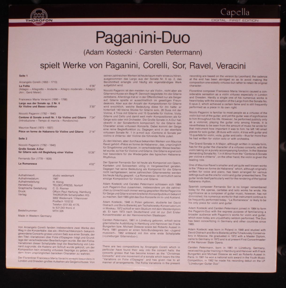 Thorofon Capella MTH 326 - Paganini-Duo, Niccolò Paganini, Arcan - Image 2