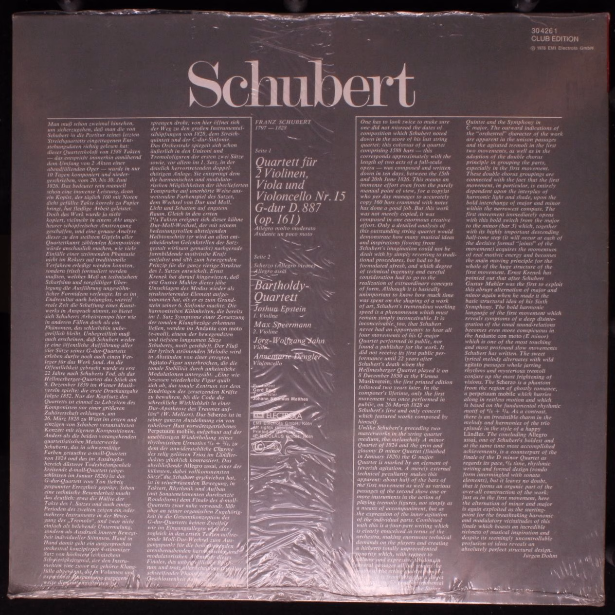 His Master's Voice 30 426 1 - Franz Schubert, Bartholdy Quartett - Image 2