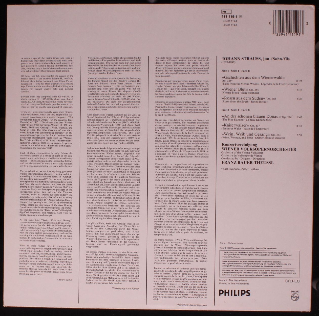 Philips 411 119-1 - Johann Strauss Jr., Wiener Volksopernorchest - Image 2
