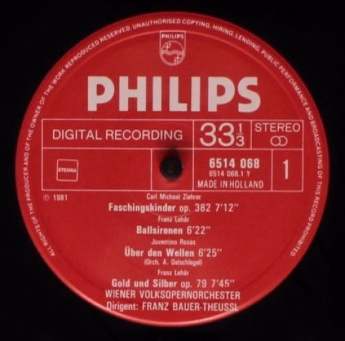 Philips 6514 068 - Wiener Volksopernorchester, Franz Bauer-Theus - Image 3