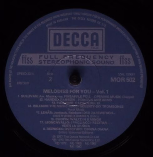 DECCA MOR 502 - Various - Melodies For You Vol.1 - Image 4