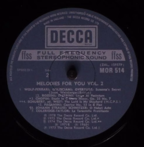 DECCA MOR 514 - Various - Melodies For You Vol.2 - Image 4