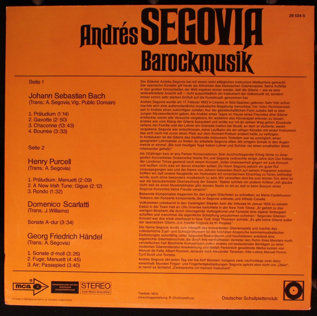 MCA Records J 534/9 - Andrés Segovia - Barockmusik - Image 2