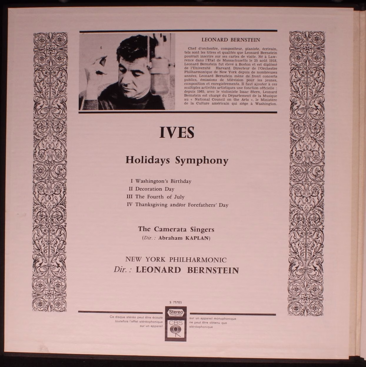 CBS S 75703 - Charles Ives, New York Philharmonic, Leonard Berns - Image 2