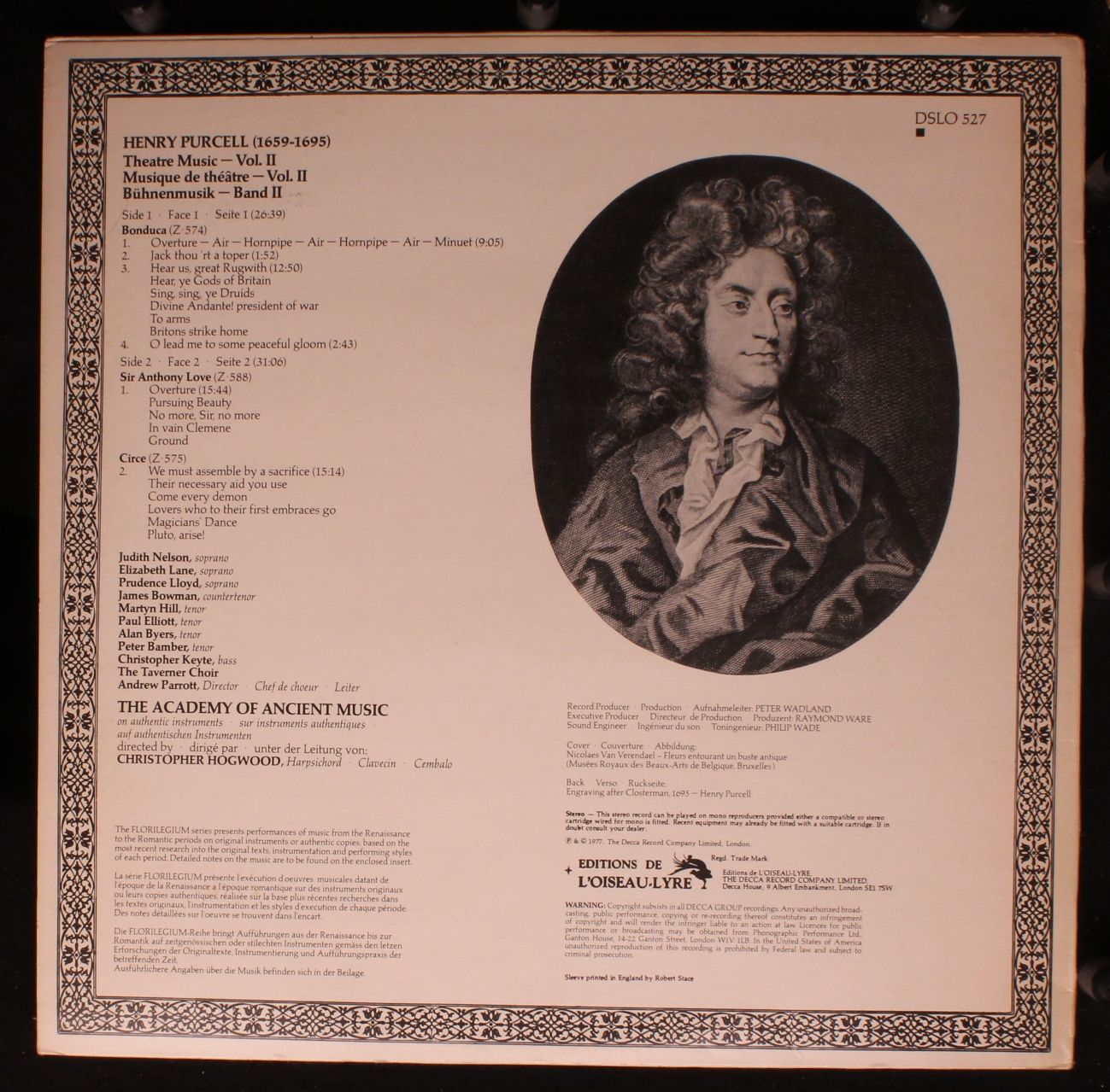 L'Oiseau-Lyre DSLO 527 - Henry Purcell, The Academy Of Ancient M - Image 2