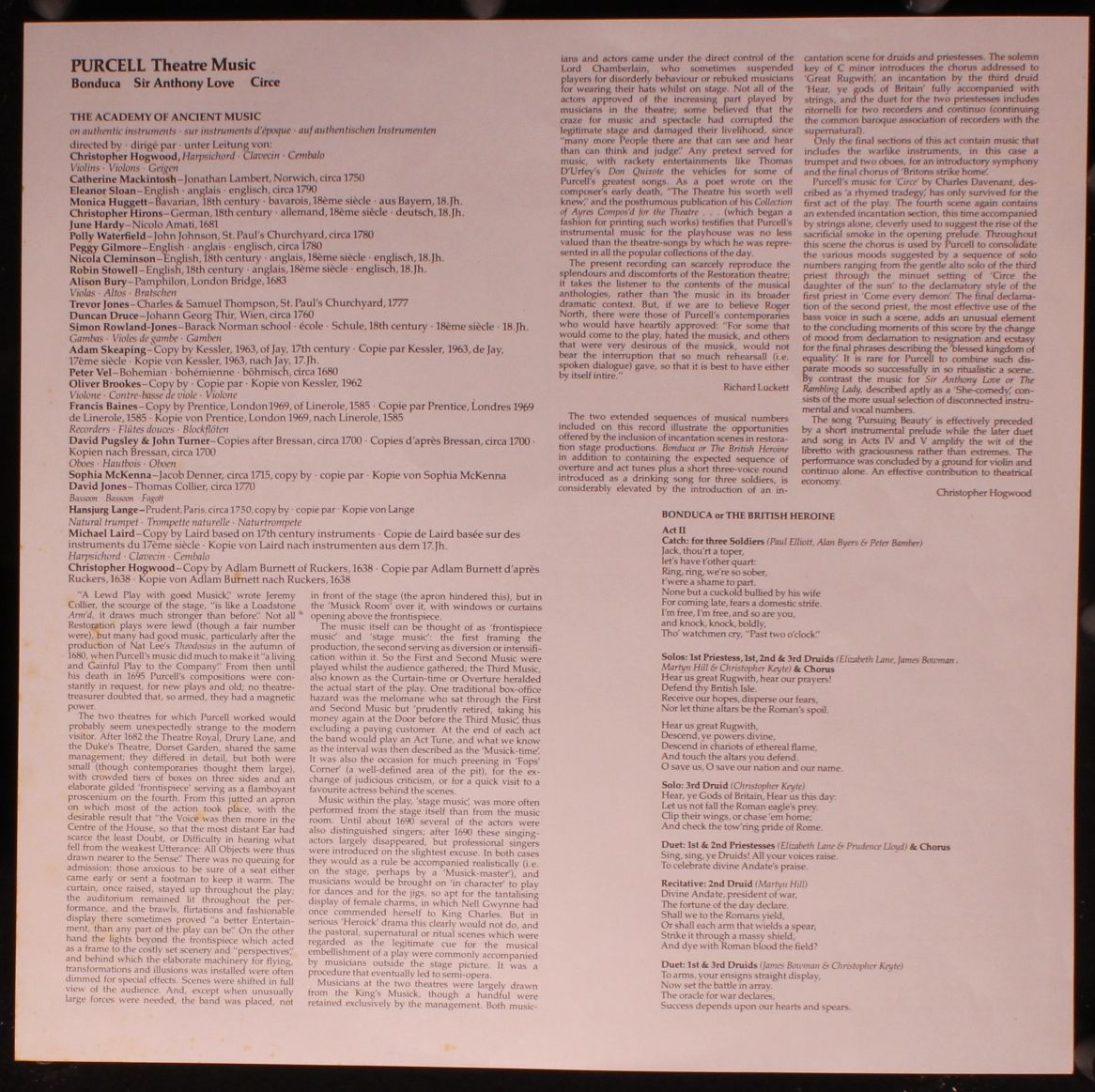 L'Oiseau-Lyre DSLO 527 - Henry Purcell, The Academy Of Ancient M - Image 3