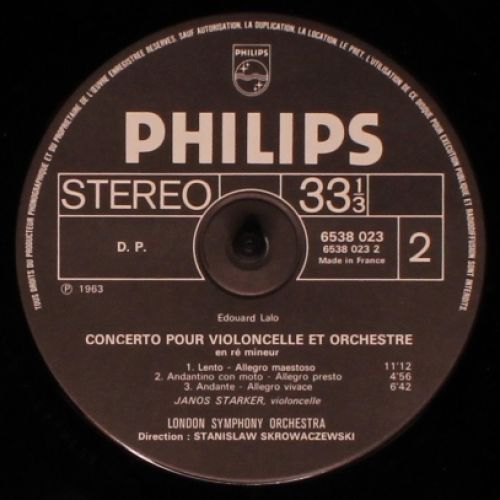 Philips 6538 023 - Édouard Lalo, Janos Starker, Detroit Symphony - Image 4