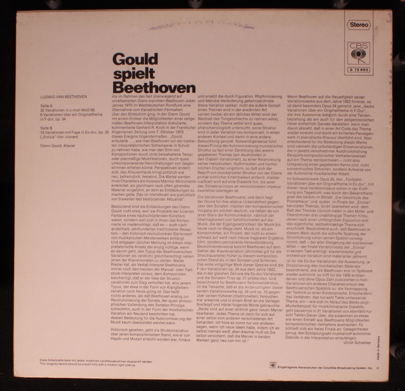 CBS S 72 882 - Glenn Gould, Ludwig van Beethoven - ›Eroica‹ - Va - Image 2