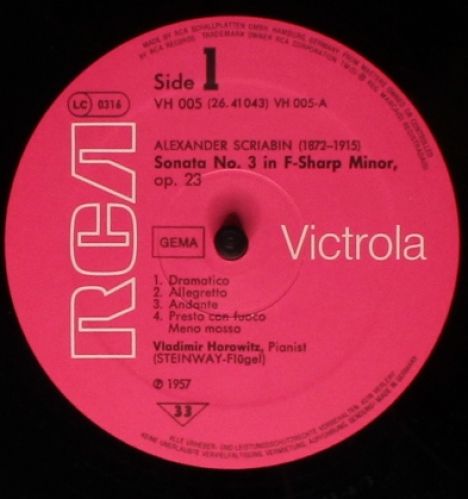 RCA VH 005 - Alexander Scriabin, Vladimir Horowitz - Scriabin - Image 3