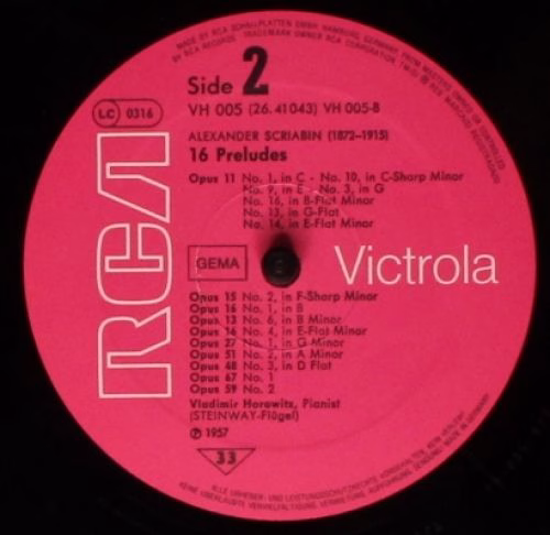 RCA VH 005 - Alexander Scriabin, Vladimir Horowitz - Scriabin - Image 4