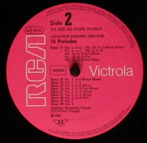 RCA VH 005 - Alexander Scriabin, Vladimir Horowitz - Scriabin - Image 4