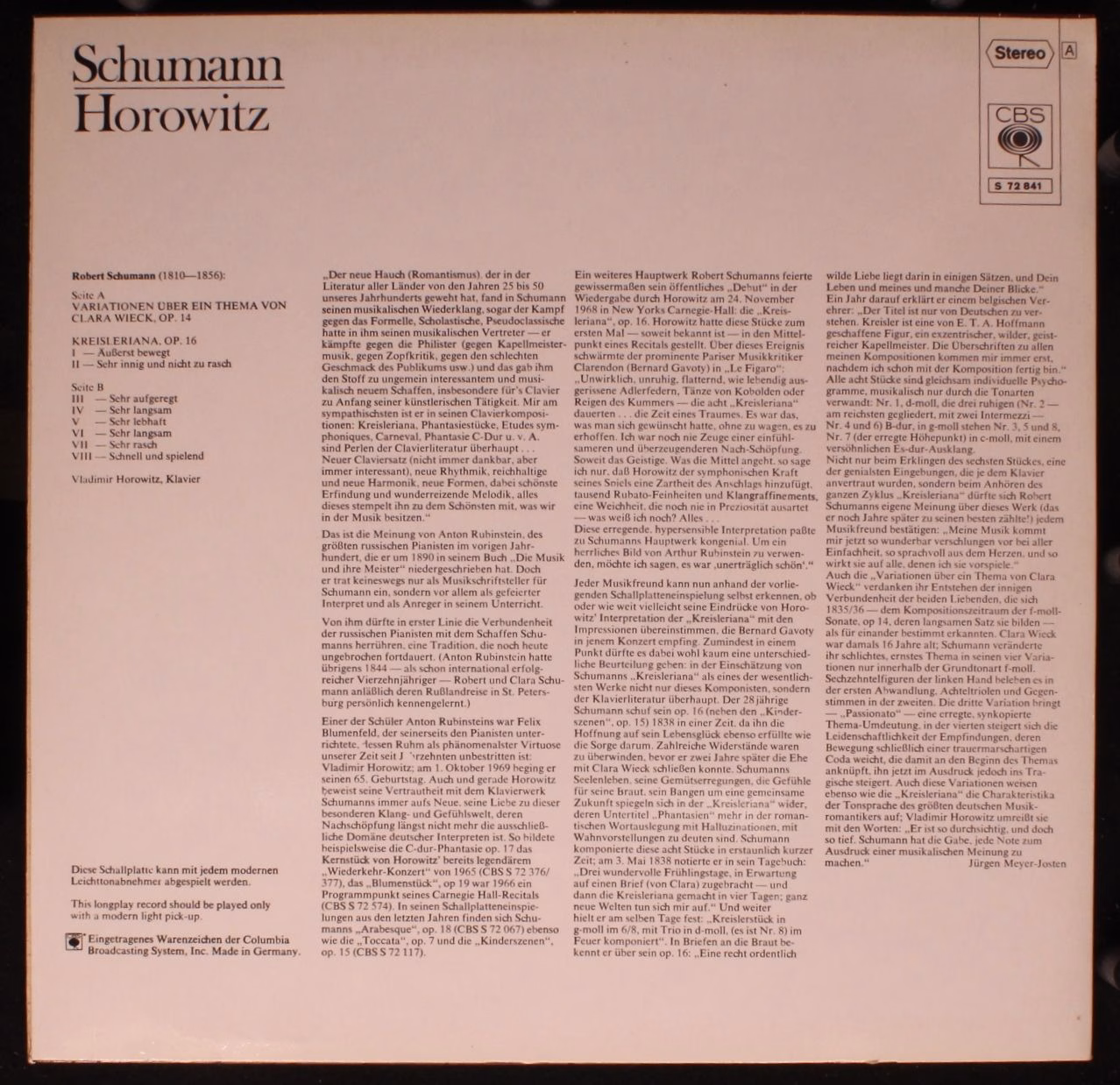 CBS S 72 841 - Vladimir Horowitz, Robert Schumann - Kreisleriana - Image 2