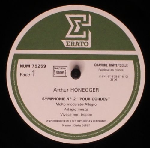 Erato NUM 75259 - Arthur Honegger, Symphonie-Orchester Des Bayer - Image 3