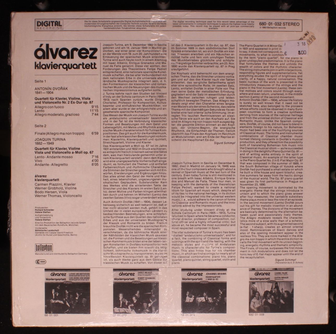 Bellaphon 680 01 032 - Álvarez Klavierquartett, Antonín Dvořák, - Image 2