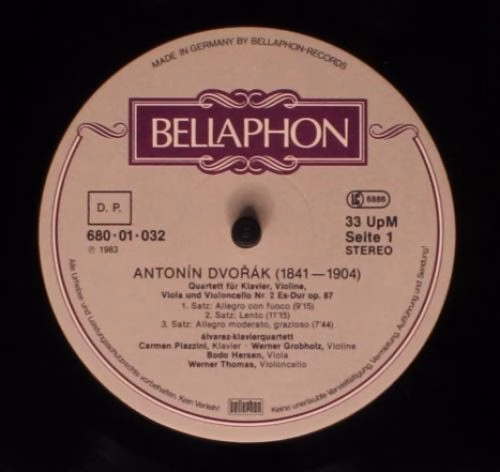 Bellaphon 680 01 032 - Álvarez Klavierquartett, Antonín Dvořák, - Image 3