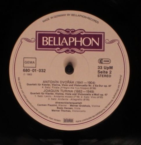 Bellaphon 680 01 032 - Álvarez Klavierquartett, Antonín Dvořák, - Image 4