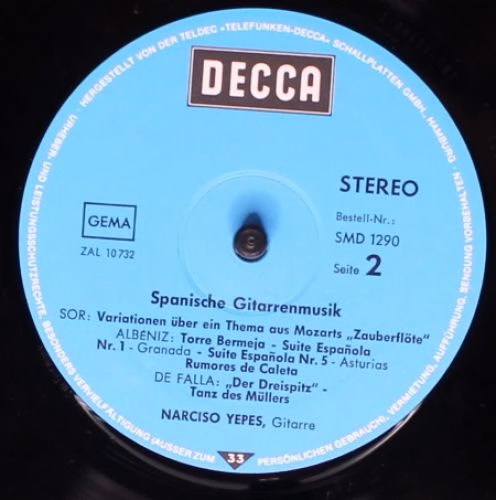 DECCA SMD 1290 - Narciso Yepes, Heitor Villa-Lobos, Joaquín Turi - Image 4