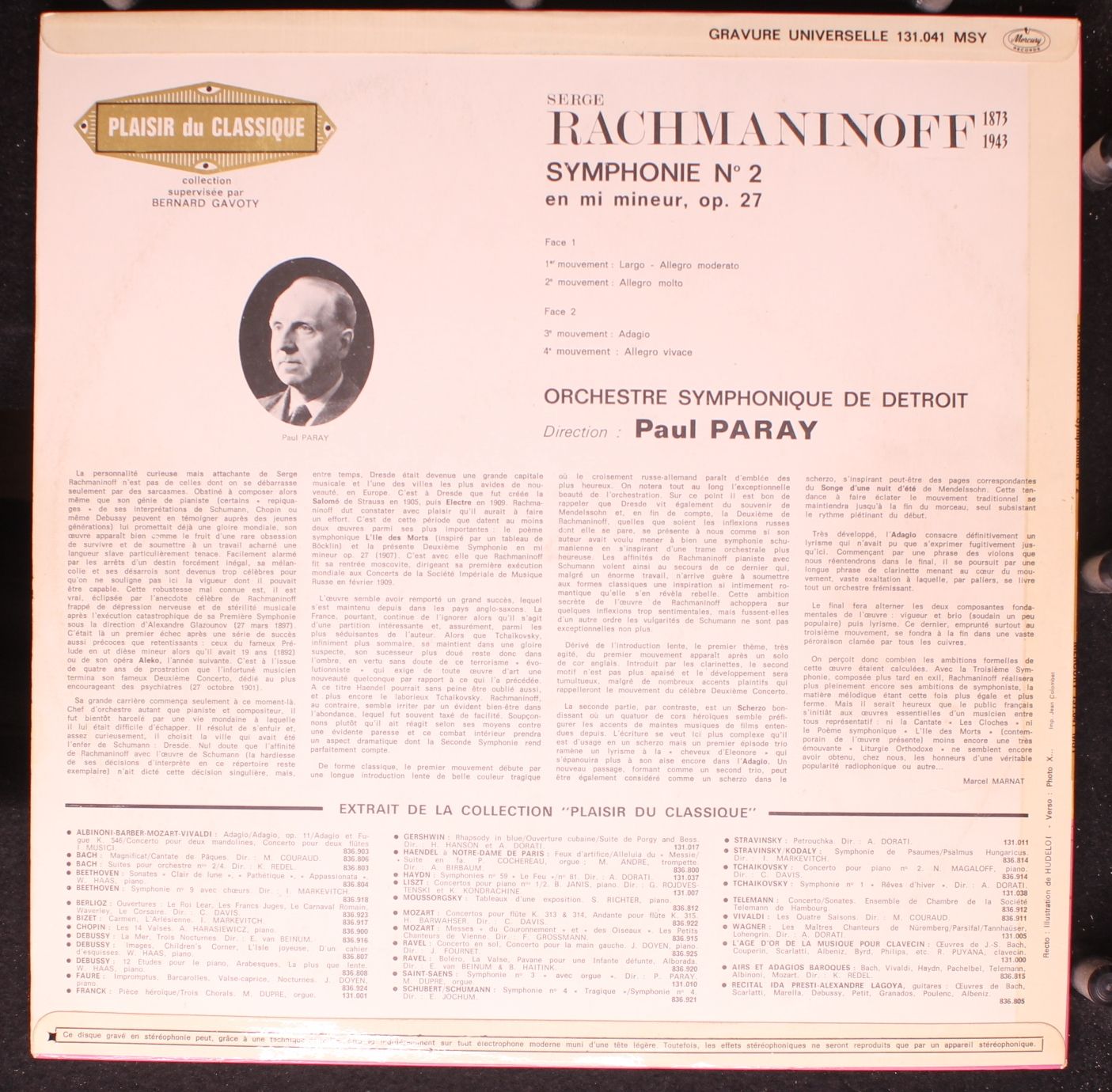 Mercury Records (France) 131.041 MSY - Sergei Rachmaninoff, Detr - Image 2