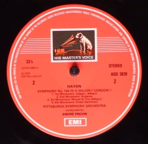 His Master's Voice ASD 3839 - Joseph Haydn, Pittsburgh Symphony - Image 4