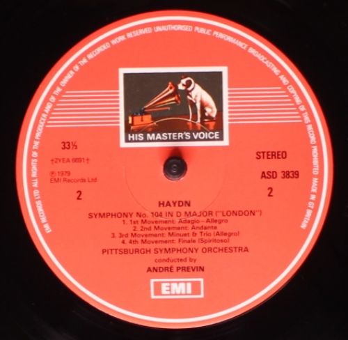 His Master's Voice ASD 3839 - Joseph Haydn, Pittsburgh Symphony - Image 4