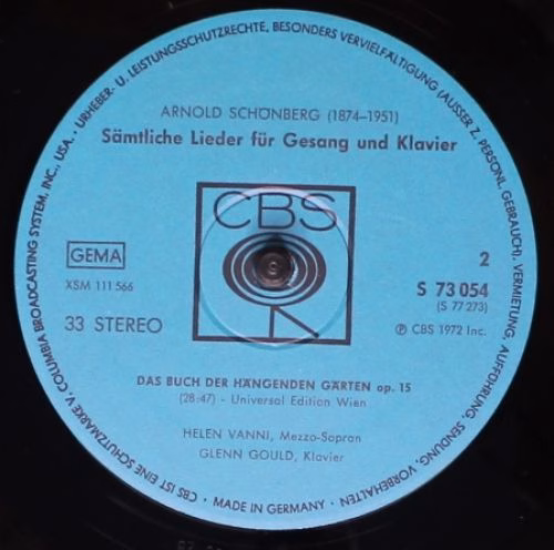CBS S 77 273 - Arnold Schoenberg, Glenn Gould - Sämtliche Lieder - Image 5