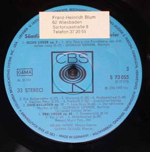 CBS S 77 273 - Arnold Schoenberg, Glenn Gould - Sämtliche Lieder - Image 6