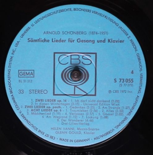 CBS S 77 273 - Arnold Schoenberg, Glenn Gould - Sämtliche Lieder - Image 7