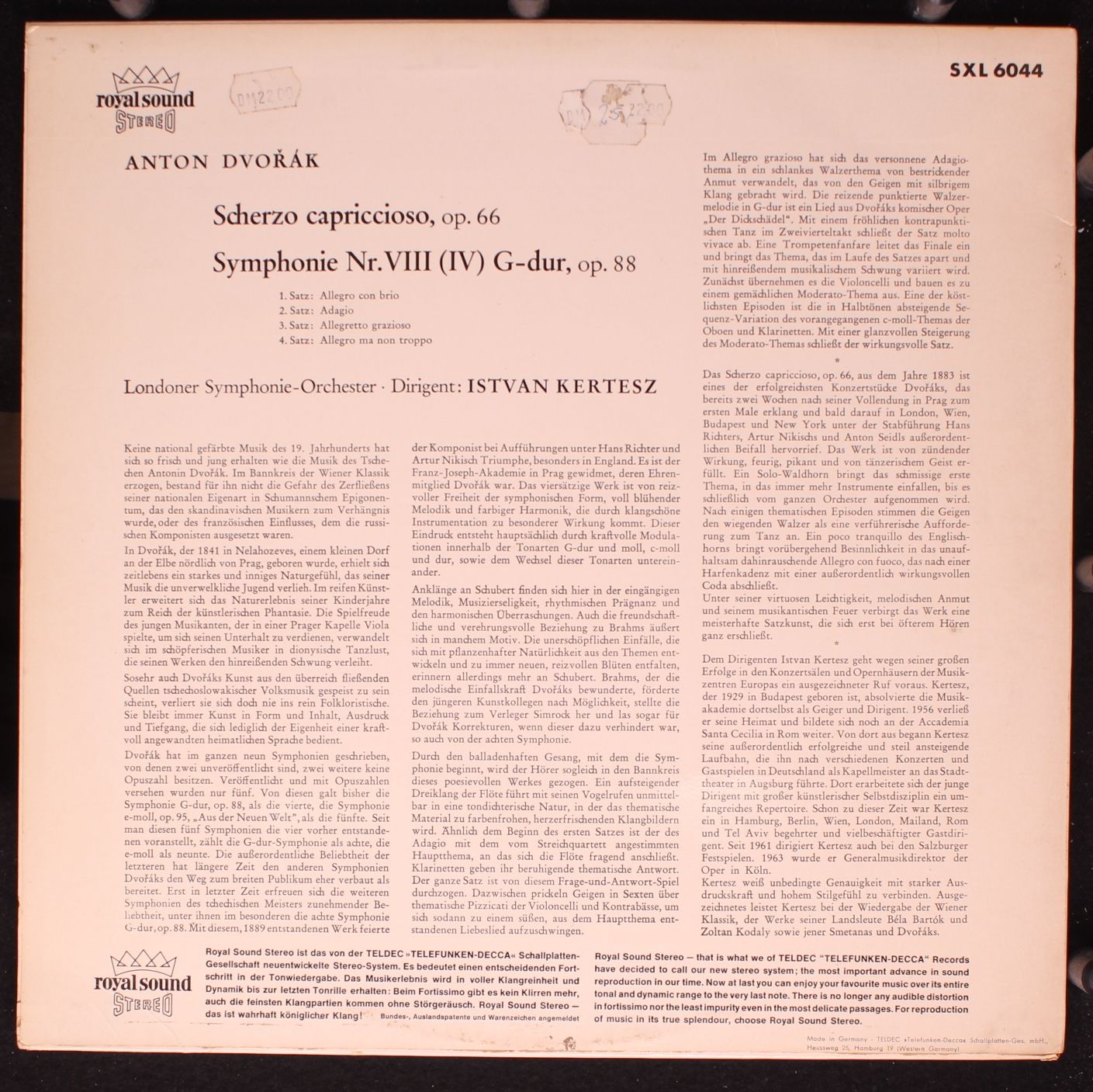 DECCA SXL 6044 - Antonín Dvořák, London Symphony Orchestra, Istv - Image 2