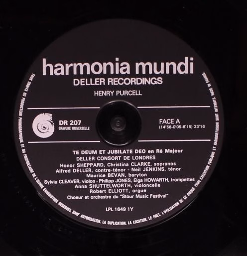 Harmonia Mundi HM 207 - Henry Purcell, Deller Consort, Stour Mus - Image 3