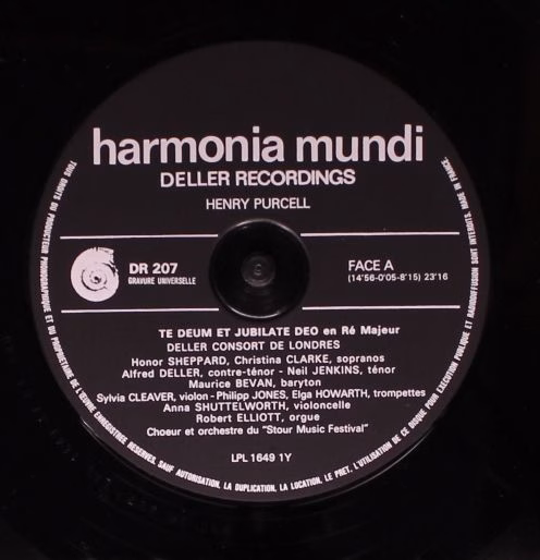 Harmonia Mundi HM 207 - Henry Purcell, Deller Consort, Stour Mus - Image 3