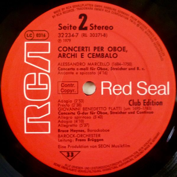 RCA Red Seal 32 234-7 - Bruce Haynes, Frans Brüggen - Concerti P - Image 5