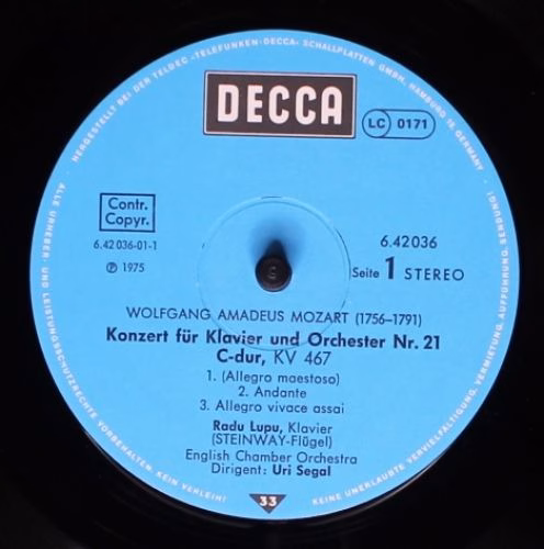 DECCA 6.42036 AS - Wolfgang Amadeus Mozart, Radu Lupu, English C - Image 3