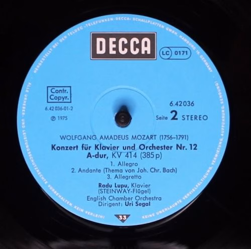 DECCA 6.42036 AS - Wolfgang Amadeus Mozart, Radu Lupu, English C - Image 4