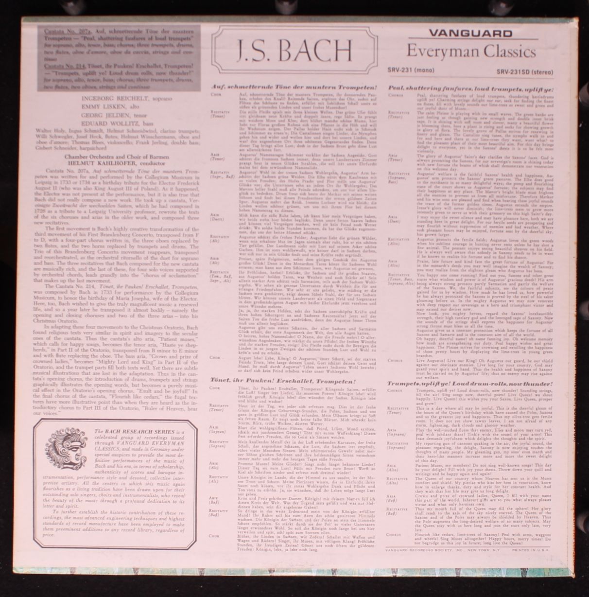 Vanguard SRV 231 - Helmut Kahlhöfer, Kantorei Barmen-Gemarke, Jo - Image 2