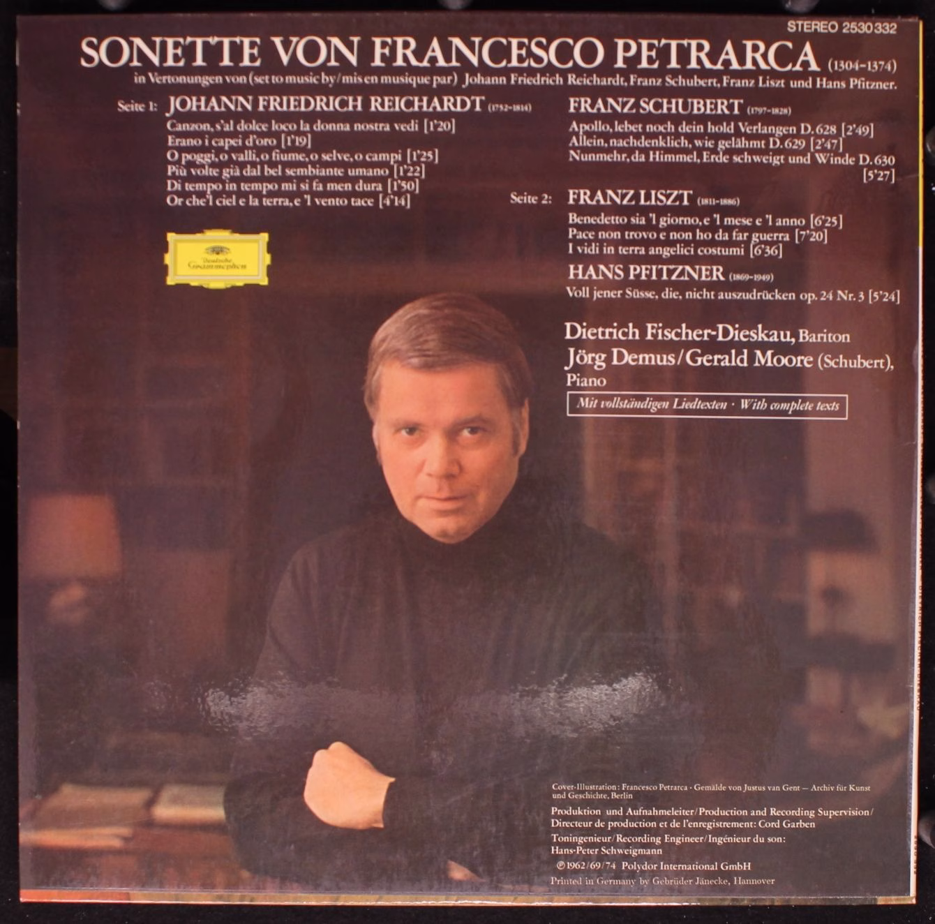 Deutsche Grammophon 2530 332 - Francesco Petrarca, Johann Friedr - Image 2