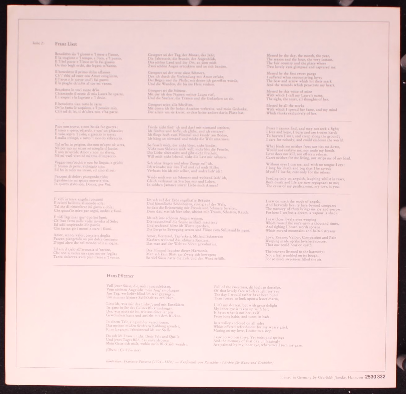 Deutsche Grammophon 2530 332 - Francesco Petrarca, Johann Friedr - Image 5