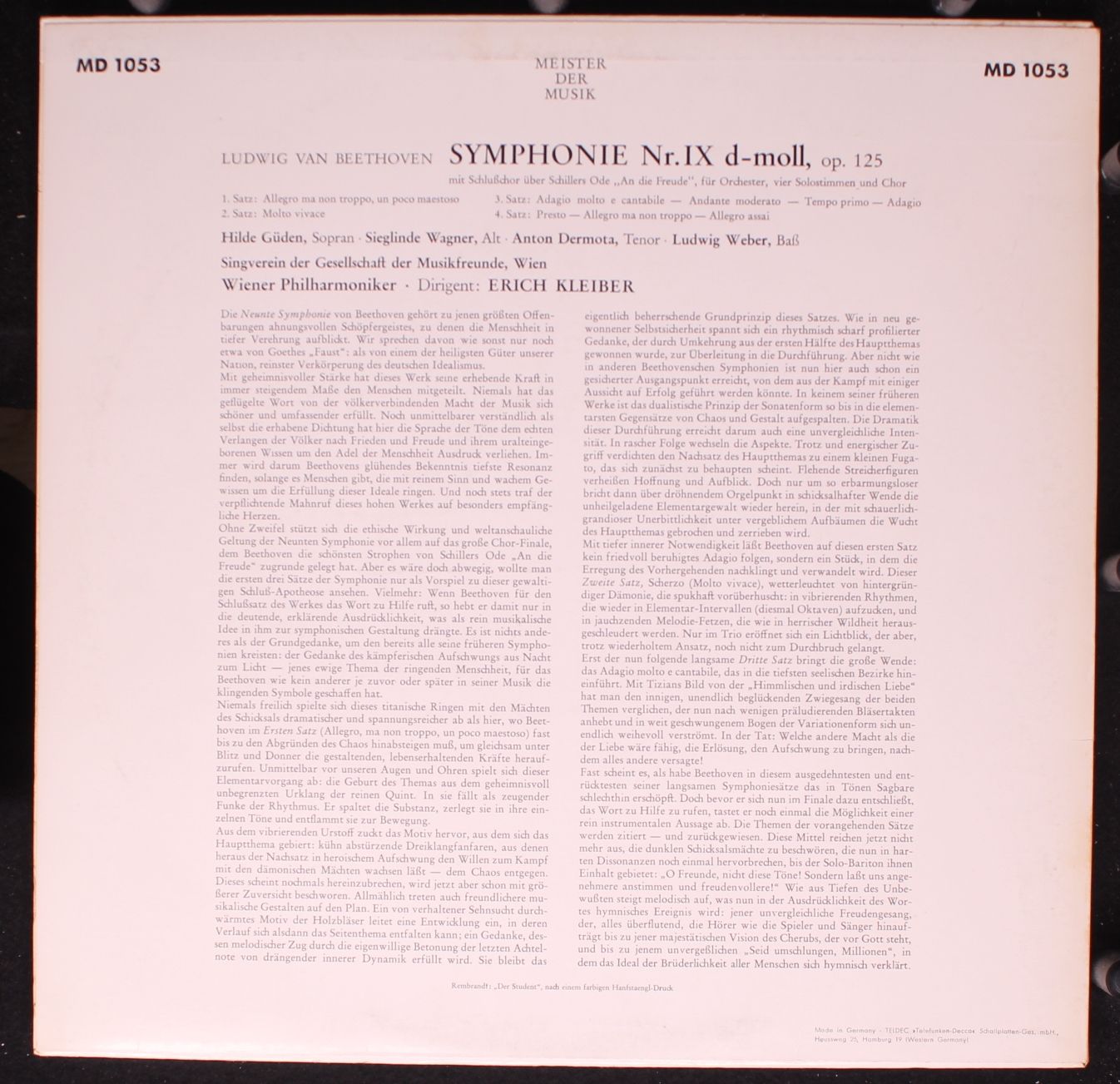 DECCA MD 1053 - Ludwig Van Beethoven, Erich Kleiber, Wiener Phil - Image 2