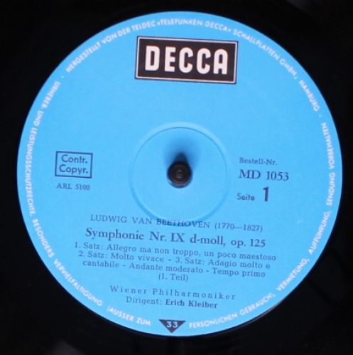 DECCA MD 1053 - Ludwig Van Beethoven, Erich Kleiber, Wiener Phil - Image 3
