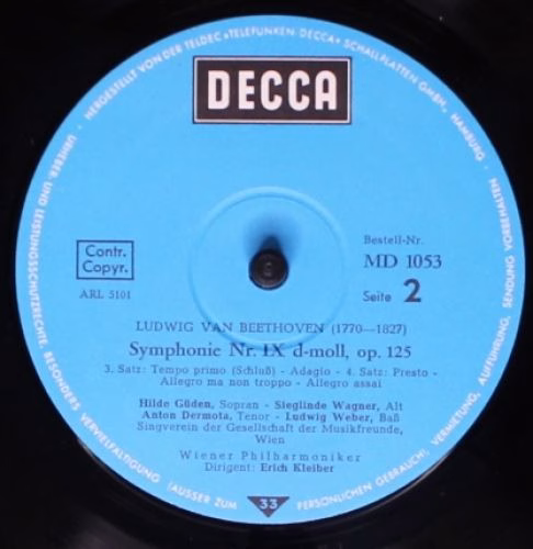 DECCA MD 1053 - Ludwig Van Beethoven, Erich Kleiber, Wiener Phil - Image 4