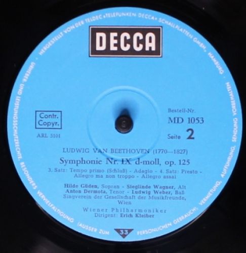 DECCA MD 1053 - Ludwig Van Beethoven, Erich Kleiber, Wiener Phil - Image 4