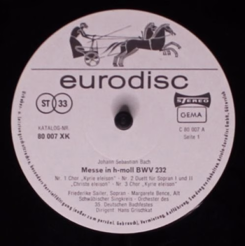 Eurodisc 80 010 XK - Johann Sebastian Bach - Messe In H-Moll - Image 3