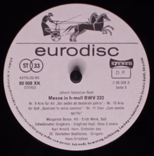 Eurodisc 80 010 XK - Johann Sebastian Bach - Messe In H-Moll - Image 5