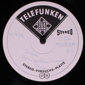 Telefunken 0658219 - Heinrich Schütz - Kleine Geistliche Konzert