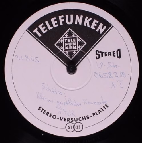 Telefunken 0658219 - Heinrich Schütz - Kleine Geistliche Konzert