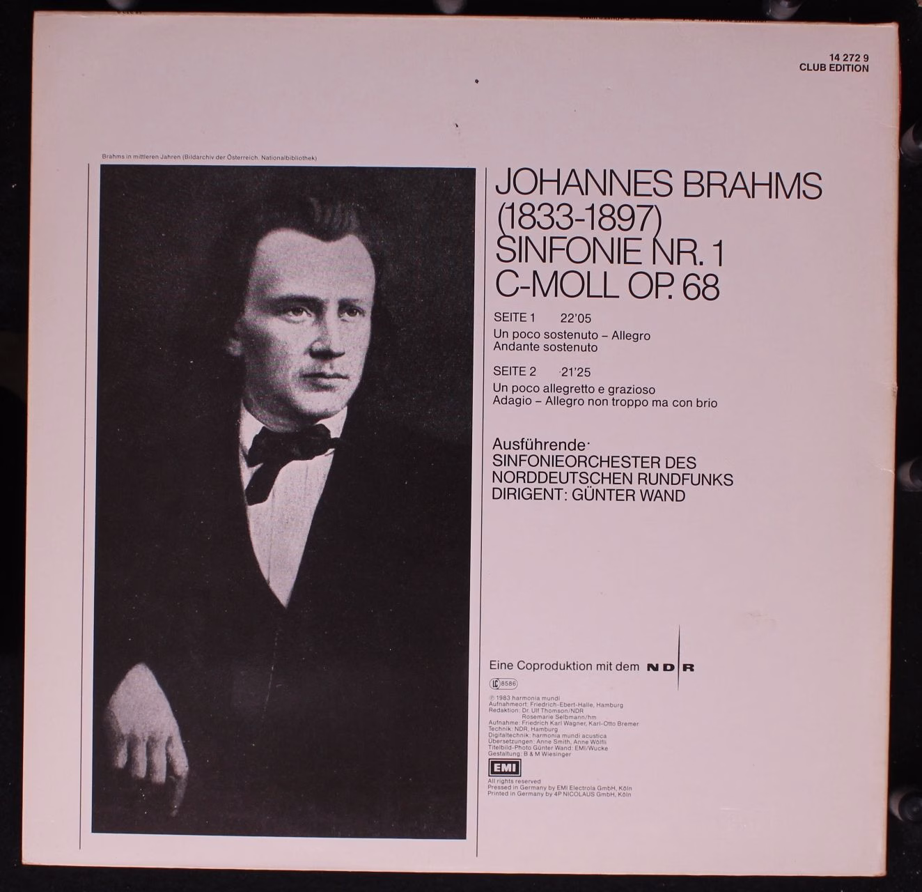 Deutsche Harmonia Mundi 14 272 9 - Johannes Brahms, Günter Wand, - Image 2